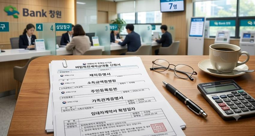 정부 지원 대환대출 신청을 위한 재직증명서 및 소득 증빙 서류 준비 예시